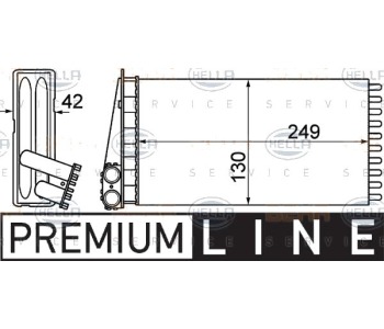 Топлообменник, отопление на вътрешното пространство HELLA 8FH 351 315-461 за PEUGEOT 307 (3E) Break комби от 2002 до 2008