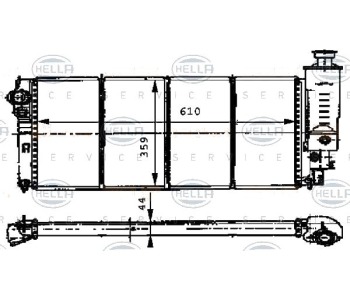 Радиатор, охлаждане на двигателя HELLA 8MK 376 716-551 за PEUGEOT 405 II (4B) от 1992 до 1999