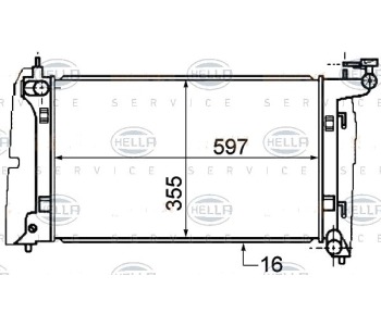 Радиатор, охлаждане на двигателя HELLA 8MK 376 773-641 за TOYOTA AVENSIS (_T25_) Liftback от 2003 до 2008