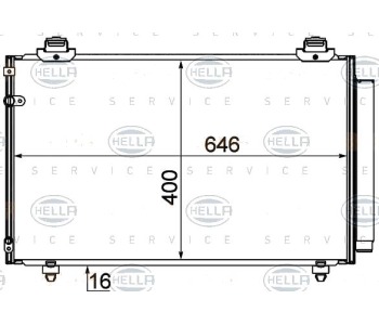 Кондензатор климатизации HELLA за TOYOTA COROLLA VERSO (ZER_, ZZE12_, R1_) от 2004 до 2009