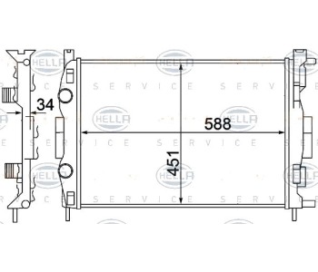 Воден радиатор HELLA за RENAULT MEGANE II (BM0/1_, CM0/1_) хечбек от 2001 до 2012