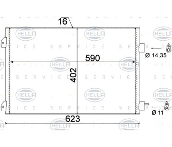 Кондензатор, климатизация HELLA 8FC 351 310-791 за RENAULT THALIA/SYMBOL I (LB0/1/2_) от 1998 до 2008