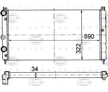 Радиатор, охлаждане на двигателя HELLA 8MK 376 714-594 за VOLKSWAGEN CADDY II (9U7) пикап от 1996 до 2000