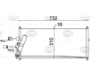 Кондензатор, климатизация HELLA 8FC 351 302-521 за NISSAN PRIMERA (P12) хечбек от 2002 до 2007