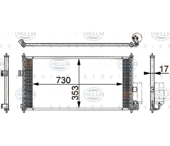 Кондензатор, климатизация HELLA 8FC 351 317-751 за NISSAN ALMERA TINO (V10) от 1998 до 2006