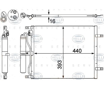 Кондензатор, климатизация HELLA 8FC 351 303-231 за NISSAN NOTE (E11, NE11) от 2006 до 2012