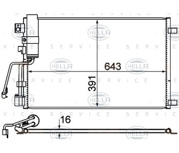 Кондензатор, климатизация HELLA 8FC 351 310-141 за NISSAN QASHQAI (J10, JJ10) от 2007 до 2013