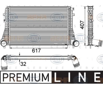 Интеркулер (охладител за въздуха на турбината) HELLA 8ML 376 746-741 за VOLKSWAGEN PASSAT B7 (362) седан от 2010 до 2014