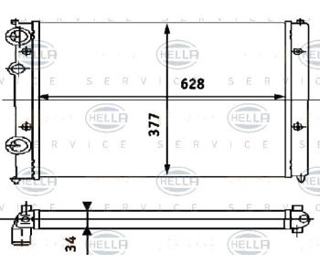 Радиатор, охлаждане на двигателя HELLA 8MK 376 714-444 за VOLKSWAGEN CADDY II (9K9B) пътнически от 1995 до 2004