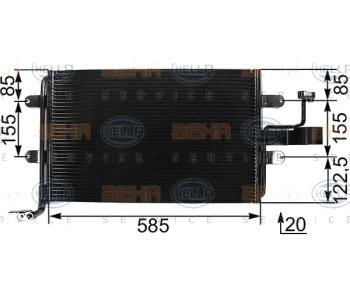 Кондензатор, климатизация HELLA 8FC 351 301-061 за VOLKSWAGEN BORA (1J2) от 1998 до 2005