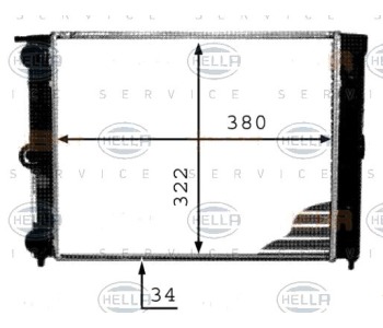 Радиатор, охлаждане на двигателя HELLA 8MK 376 713-341 за VOLKSWAGEN POLO (86C, 80) купе от 1991 до 1994