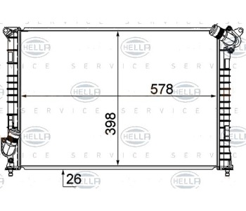 Радиатор, охлаждане на двигателя HELLA 8MK 376 749-511 за MINI COOPER (R52) кабриолет от 2004 до 2007