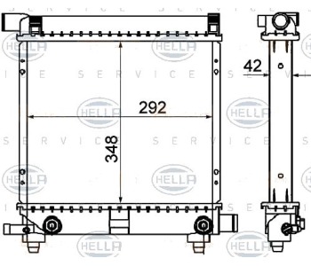 Воден радиатор HELLA за MERCEDES (W124) седан от 1984 до 1992