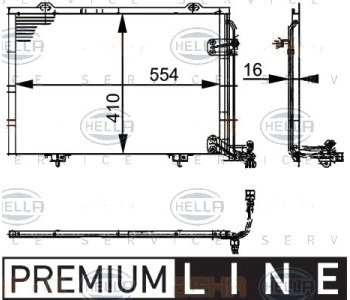 Кондензатор, климатизация HELLA 8FC 351 037-331 за MERCEDES SLK (R170) от 1996 до 2004