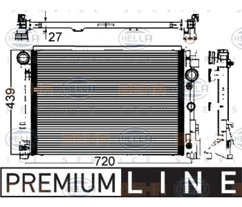 Радиатор, охлаждане на двигателя HELLA 8MK 376 749-551 за MERCEDES E (W212) седан от 2009 до 2016