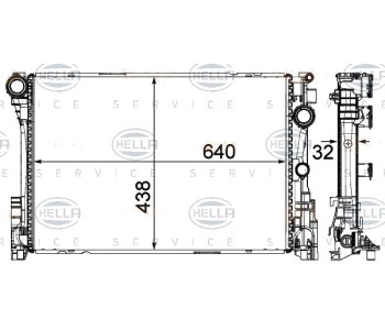 Радиатор, охлаждане на двигателя HELLA 8MK 376 701-411 за MERCEDES E (W212) седан от 2009 до 2016