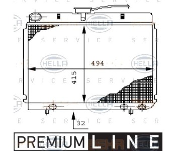 Радиатор, охлаждане на двигателя HELLA 8MK 376 710-531 за MERCEDES S (W126) седан от 1978 до 1991