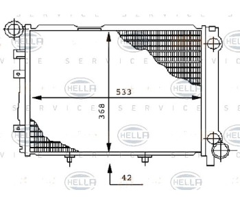 Воден радиатор HELLA за MERCEDES E (W124) седан от 1993 до 1996