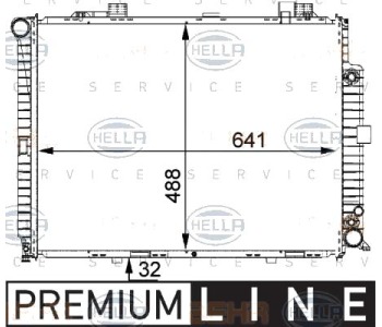 Радиатор, охлаждане на двигателя HELLA 8MK 376 711-151 за MERCEDES E (W210) седан от 1995 до 2003