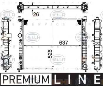 Радиатор, охлаждане на двигателя HELLA 8MK 376 781-561 за MERCEDES GL (X164) от 2006 до 2012