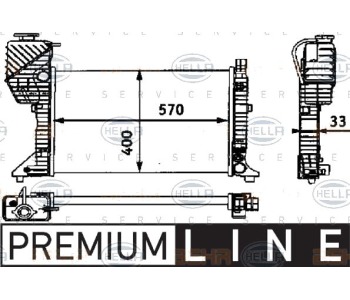 Радиатор, охлаждане на двигателя HELLA 8MK 376 721-351 за MERCEDES SPRINTER T1N (W901, W902) 2T от 1995 до 2006