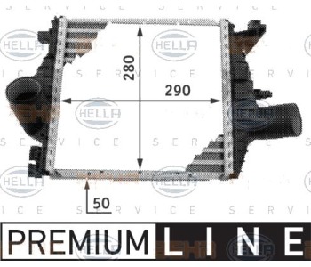 Интеркулер (охладител за въздуха на турбината) HELLA 8ML 376 724-121 за MERCEDES VITO (W638) товарен от 1996 до 2003