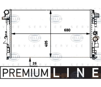 Радиатор, охлаждане на двигателя HELLA 8MK 376 719-741 за MERCEDES VITO (W639) пътнически от 2003 до 2014