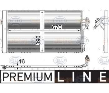 Кондензатор, климатизация HELLA 8FC 351 343-011 за MERCEDES VITO (W639) пътнически от 2003 до 2014