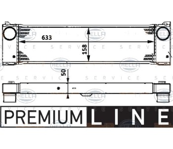 Интеркулер (охладител за въздуха на турбината) HELLA 8ML 376 723-531 за MERCEDES VITO (W639) пътнически от 2003 до 2014