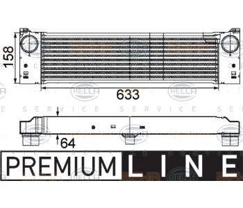 Интеркулер (охладител за въздуха на турбината) HELLA 8ML 376 746-491 за MERCEDES VITO (W639) пътнически от 2003 до 2014