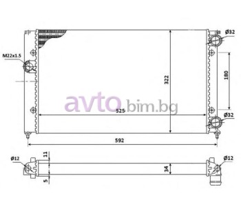 Воден радиатор размер 525/322/34 за VOLKSWAGEN VENTO (1H2) от 1991 до 1998