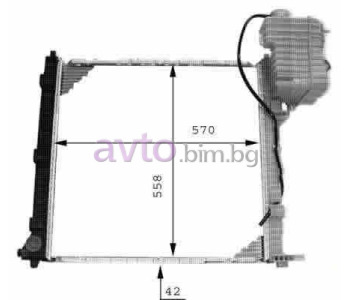 Воден радиатор размер 570/558/42 за MERCEDES VITO (W638) товарен от 1996 до 2003