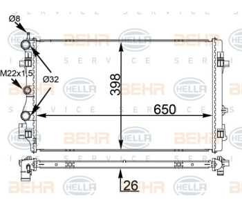 Интеркулер (охладител за въздуха на турбината) HELLA 8ML 376 777-751 за ALFA ROMEO GIULIETTA (940) от 2010