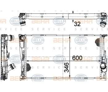 Радиатор, охлаждане на двигателя HELLA 8MK 376 754-461 за FIAT PUNTO GRANDE (199) от 2005 до 2012