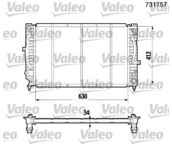 Радиатор, охлаждане на двигателя VALEO 731757 за AUDI A4 (8D2, B5) от 1994 до 2001