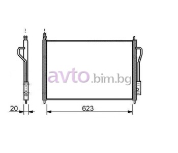 Климатичен радиатор размер 623/365/20 за FORD FOCUS I (DAW, DBW) от 1998 до 2004