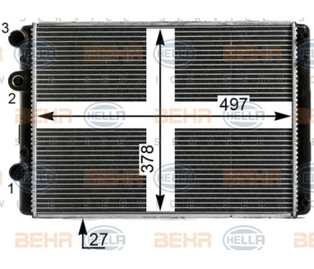 Интеркулер (охладител за въздуха на турбината) HELLA 8ML 376 700-701 за VOLKSWAGEN BORA (1J6) комби от 1999 до 2005