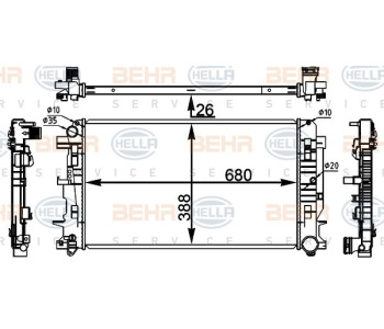 Радиатор, охлаждане на двигателя HELLA 8MK 376 790-551 за VOLKSWAGEN CADDY III (2KB, 2KJ, 2CB, 2CJ) пътнически от 2004 до 2015