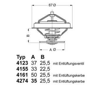 Термостат, охладителна течност BorgWarner (Wahler) 4274.82D за VOLKSWAGEN TOUAREG (7LA, 7L6, 7L7) от 2002 до 2010