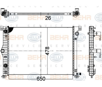 Интеркулер (охладител за въздуха на турбината) HELLA 8ML 376 723-504 за BMW 5 Ser (E61) комби от 2004 до 2010