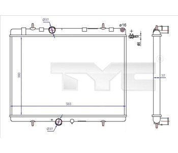 Радиатор, охлаждане на двигателя TYC 726-0020-R за CITROEN BERLINGO (B9) товарен от 2008 до 2018