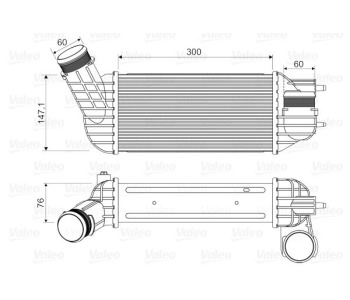 Интеркулер (охладител за въздуха на турбината) VALEO 818345 за PEUGEOT 308 (T7) комби от 2007 до 2014