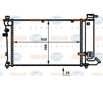 Радиатор, охлаждане на двигателя HELLA 8MK 376 708-524 за CITROEN JUMPY I (U6U) пътнически от 1994 до 2006