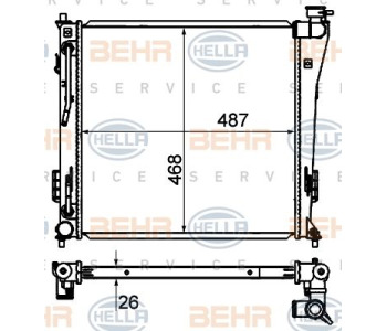 Радиатор, охлаждане на двигателя HELLA 8MK 376 745-104 за PEUGEOT BOXER пътнически от 2006