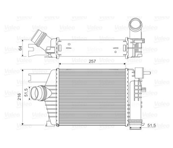 Интеркулер (охладител за въздуха на турбината) VALEO 818343 за DACIA DUSTER (HS_) от 2010 до 2018