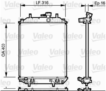 Радиатор, охлаждане на двигателя VALEO 735257 за DAIHATSU CUORE VI (L251, L250, L260) от 2003