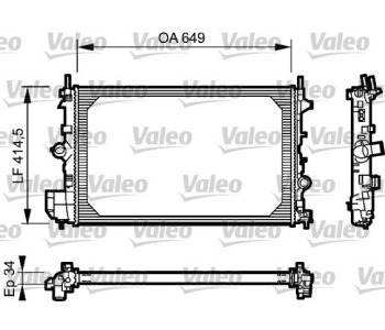 Радиатор, охлаждане на двигателя VALEO 734412 за FIAT CROMA (194) от 2005 до 2011