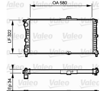 Радиатор, охлаждане на двигателя VALEO 730980 за LANCIA YPSILON (840A) от 1995 до 2003