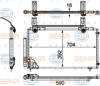 Кондензатор, климатизация HELLA 8FC 351 307-741 за SUZUKI SX4 (EY, GY) от 2006 до 2014