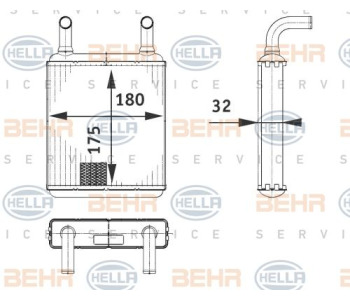 Топлообменник, отопление на вътрешното пространство HELLA 8FH 351 315-594 за FORD FIESTA VI от 2008 до 2017